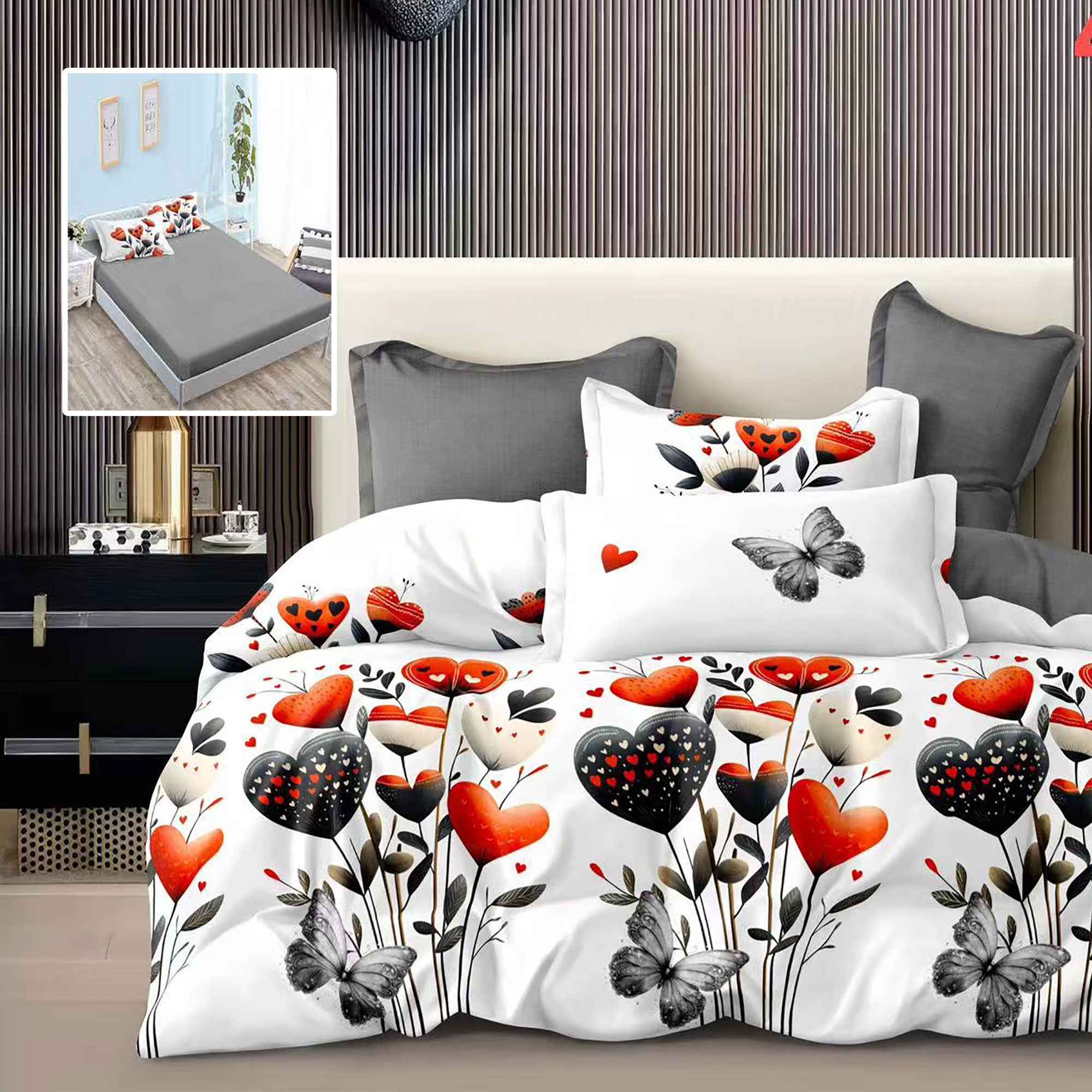 LENJERIE FINET 6 PIESE CU HUSĂ - 160x200 ȘI 180x200 (BROOKLYN-H)